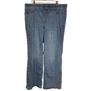 Tribal Audrey Mid Rise Micro Flare Pull On Denim Snap Cuff on Flare Jean Size 16